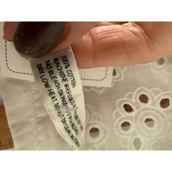 ICanToo Top Women Size XL White Eyelet Lace Button Up Capsule Cottage Romantic - Picture 9 of 10